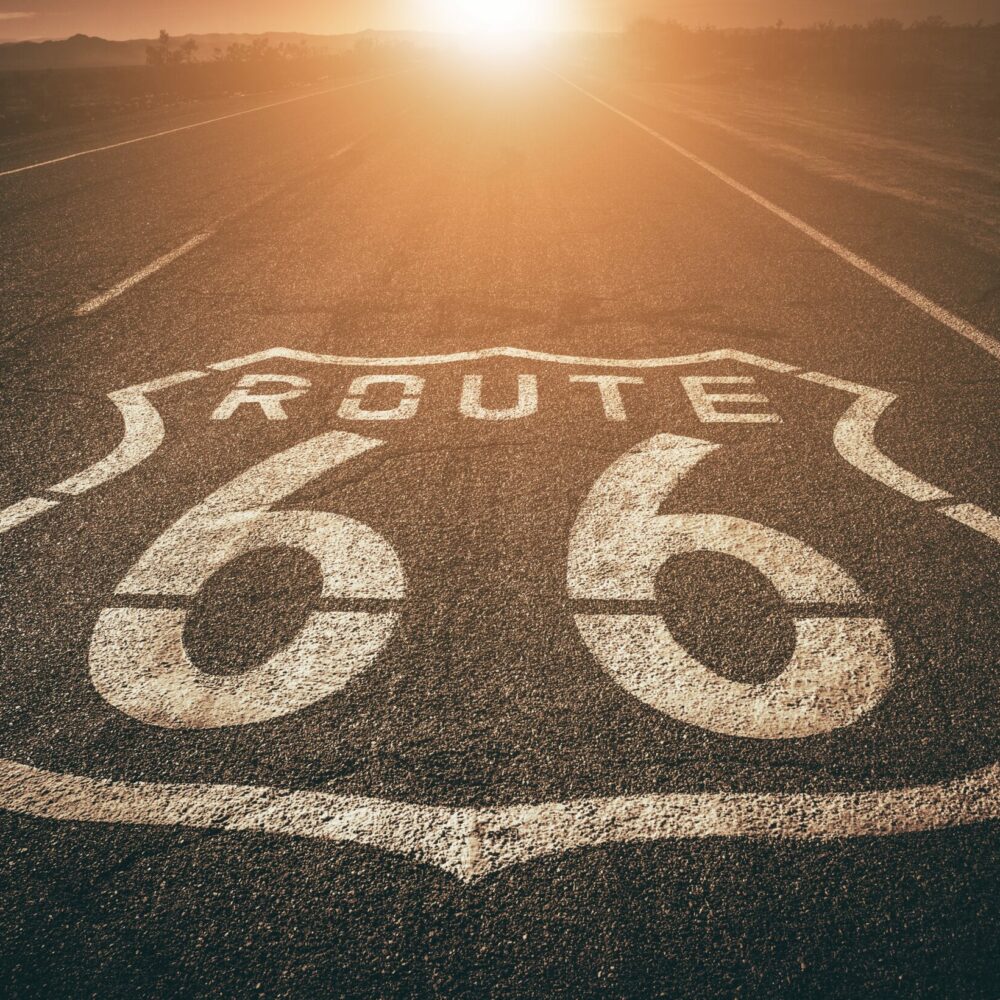 Famous Highway 66 California Famous Highway 66 in the California. Mojave Desert. United States of America.